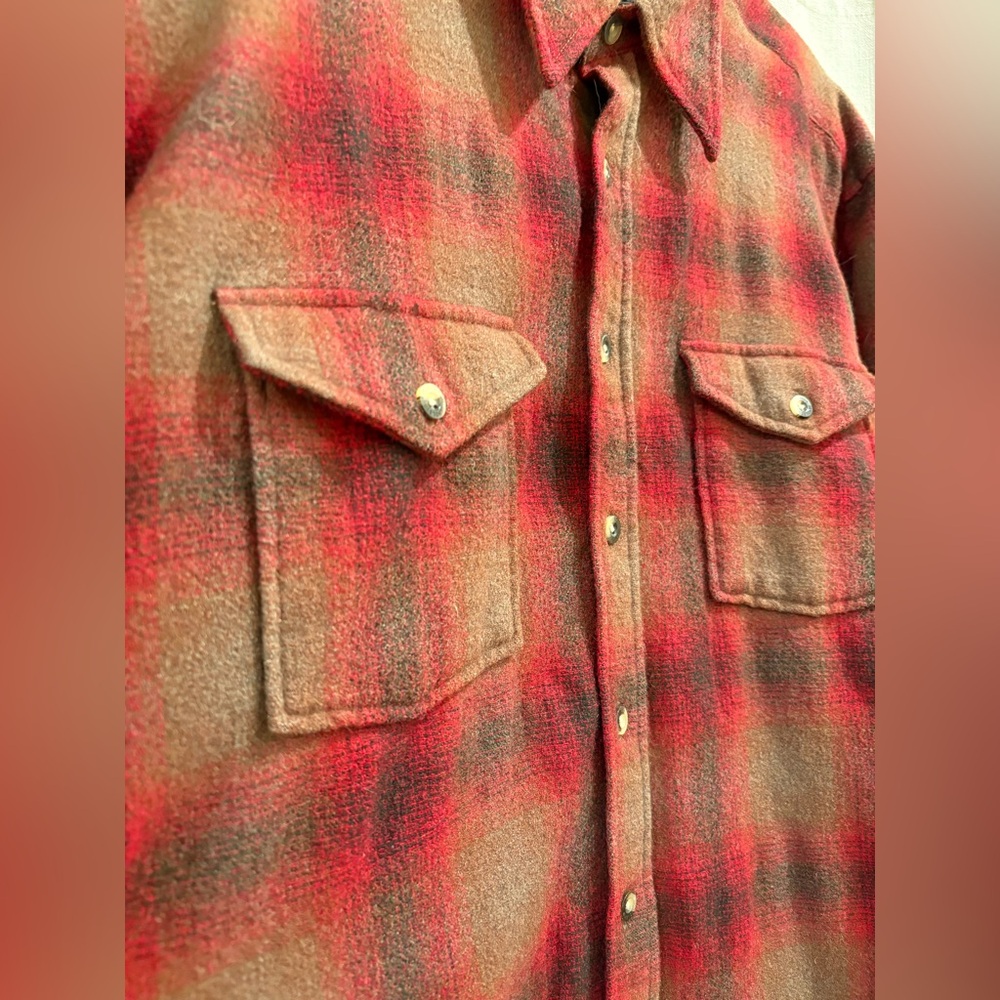 Pendleton Woolen Mills Red and Brown Flannel Button Up